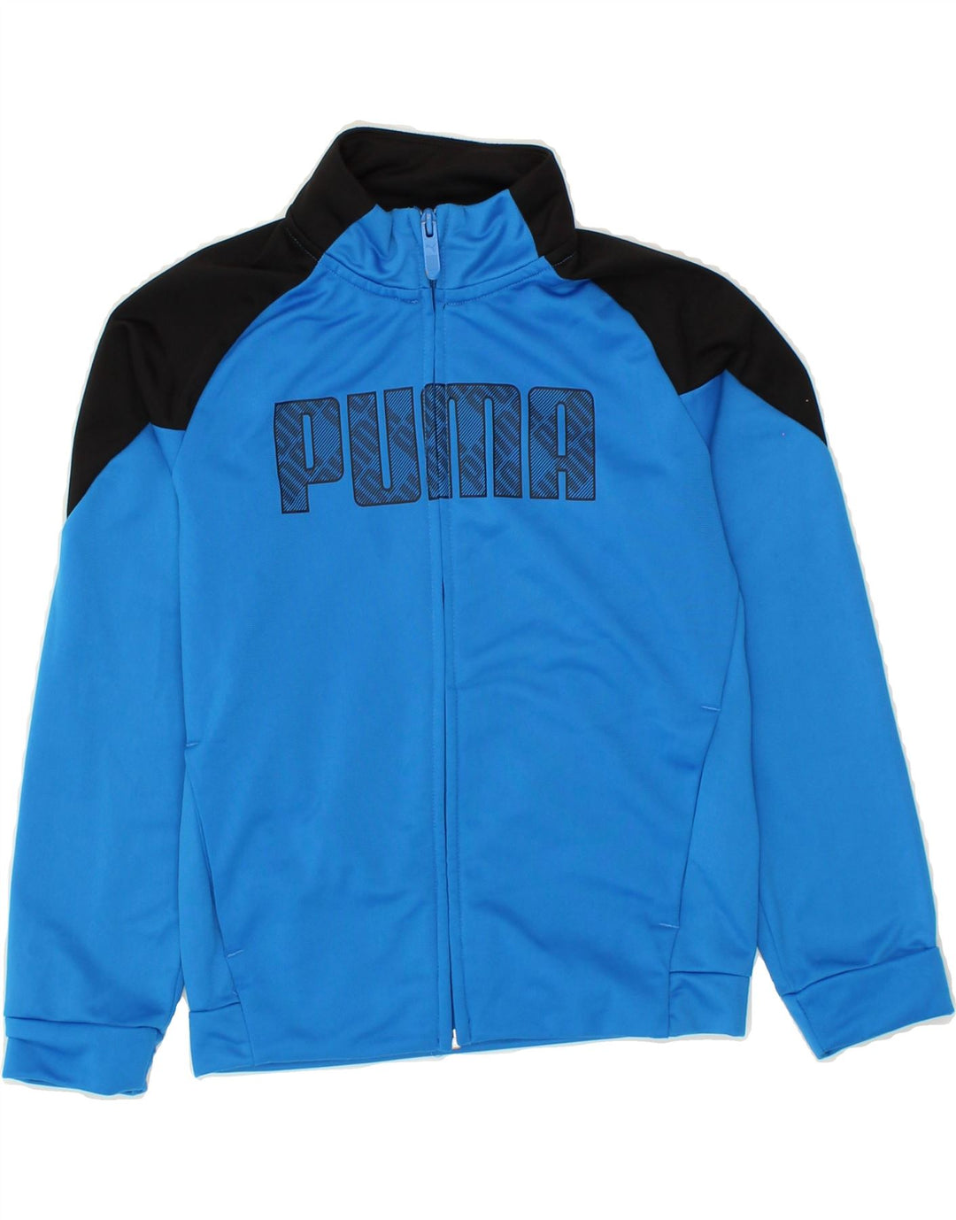 PUMA Boys Graphic Tracksuit Top Jacket 7-8 Years Blue Colourblock Vintage Puma and Second-Hand Puma from Messina Hembry 