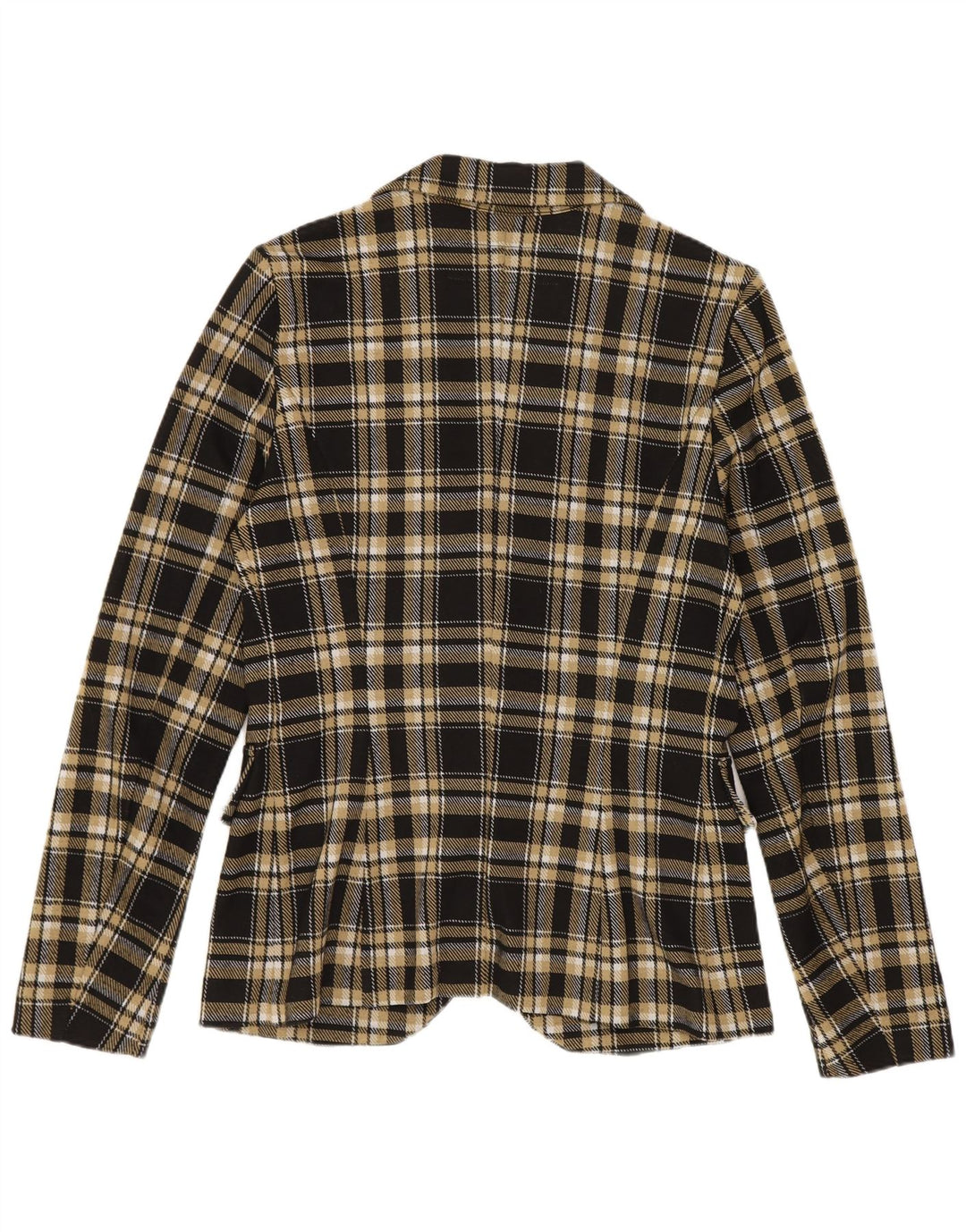 Benetton Γυναικείο μπουφάν σακάκι με 1 κουμπί UK 10 Small Black Check Polyester