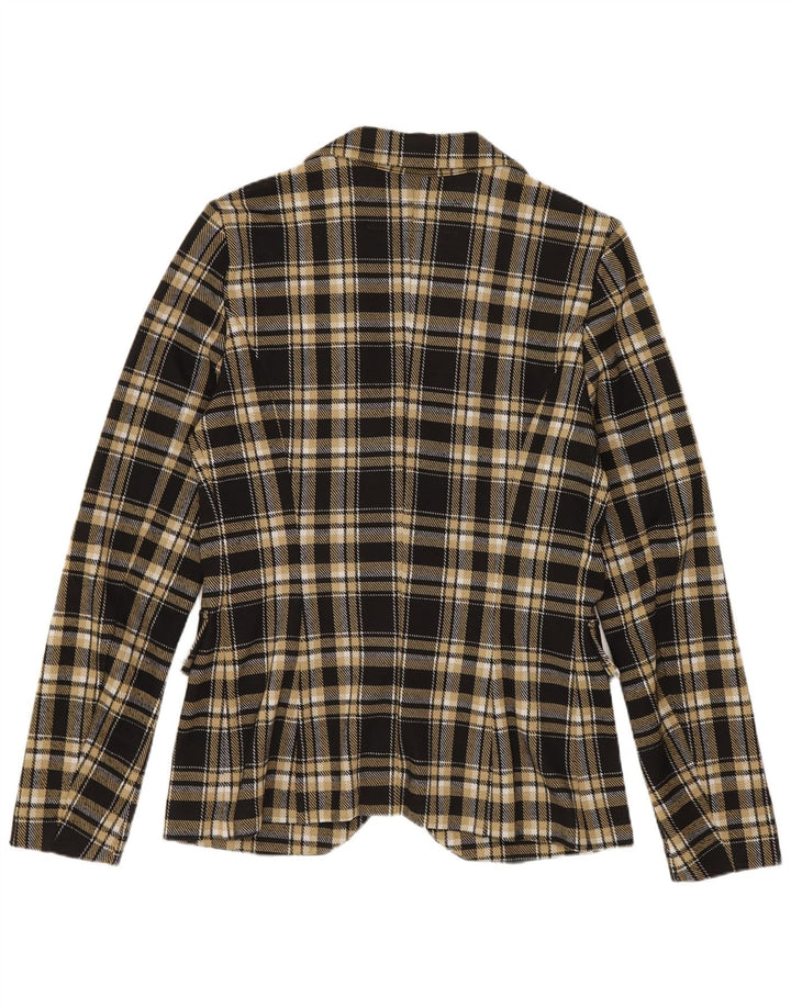 Benetton Γυναικείο μπουφάν σακάκι με 1 κουμπί UK 10 Small Black Check Polyester