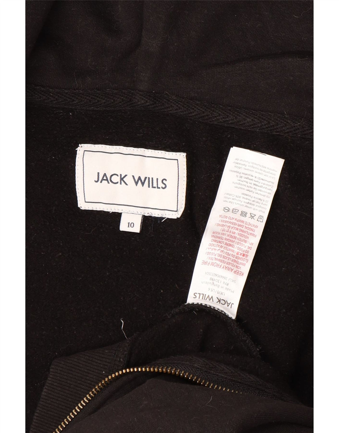 JACK WILLS Γυναικείο πουλόβερ με κουκούλα με φερμουάρ UK 10 Small Black
