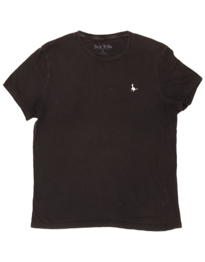 Ανδρικό μπλουζάκι Jack Wills Μπλουζάκι μεσαίο μαύρο βαμβακερό