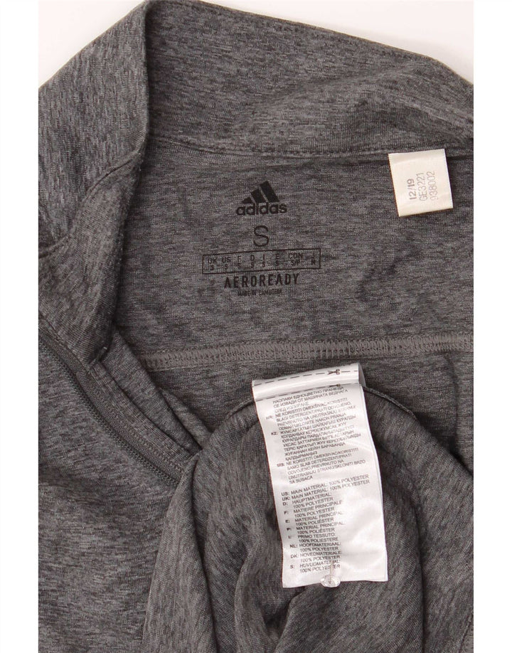 Adidas Ανδρικό Aeroready με φερμουάρ με μακρυμάνικο μπλουζάκι από μικρού γκρι πολυεστέρα