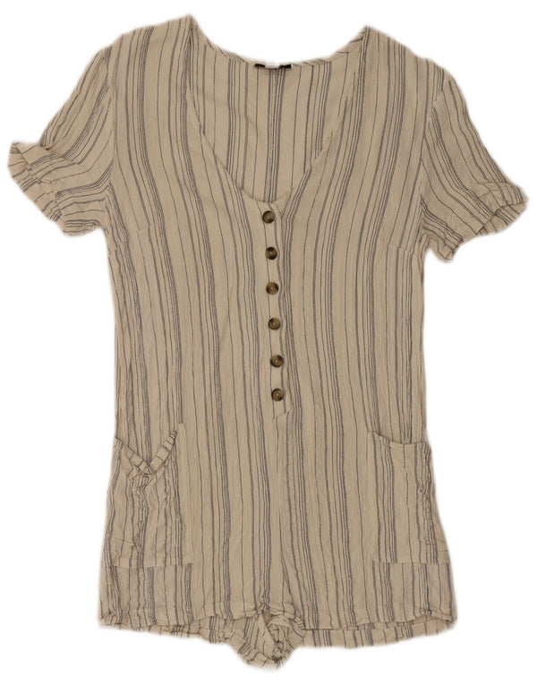 Topshop Γυναικείο Playsuit UK 12 Medium Beige ριγέ βισκόζη