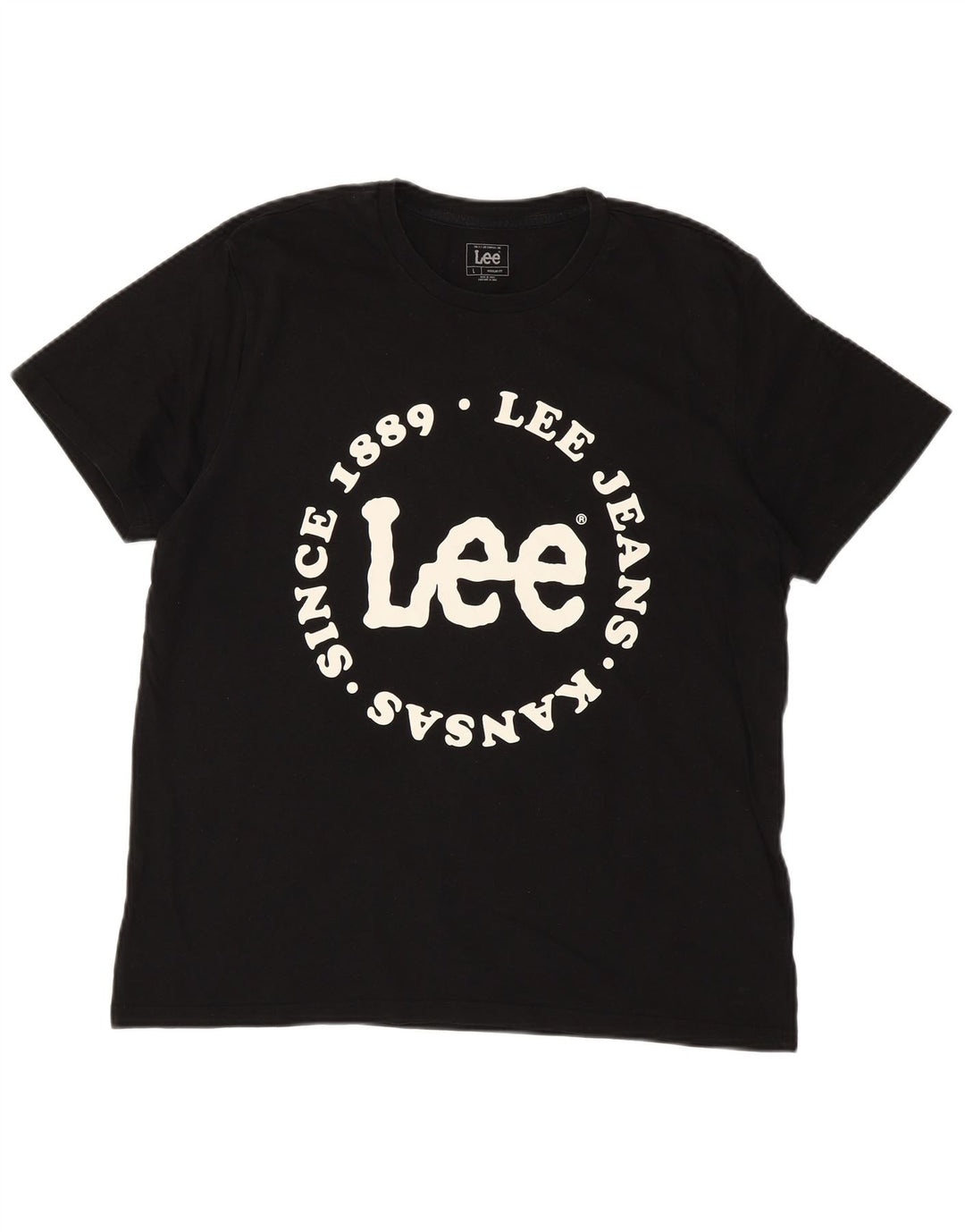 LEE Mens Regular Fit Graphic T-Shirt Top Large Black Cotton