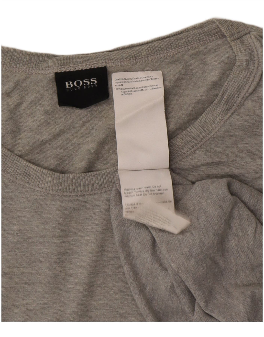 Γυναικείο T-Shirt HUGO BOSS Top UK 16 μεγάλο γκρι βαμβακερό
