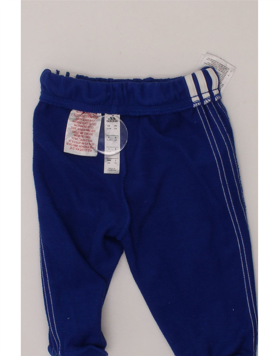 ADIDAS Baby Boys Joggers Tracksuit Trousers 3-6 Months  Blue Cotton Vintage Adidas and Second-Hand Adidas from Messina Hembry 