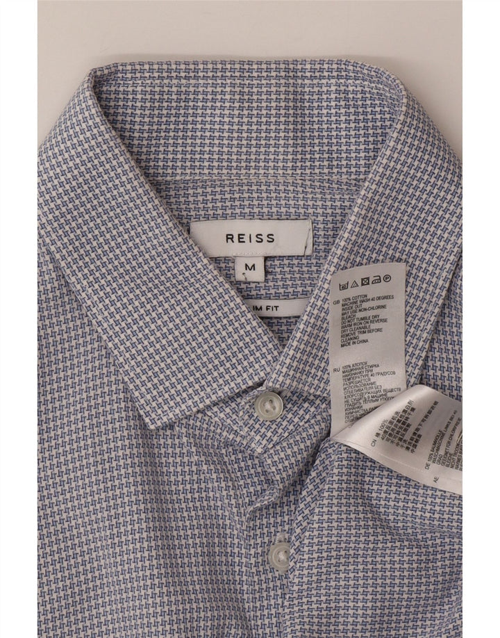 Ανδρικό πουκάμισο Reiss Slim Fit Medium Blue Houndstooth Βαμβακερό