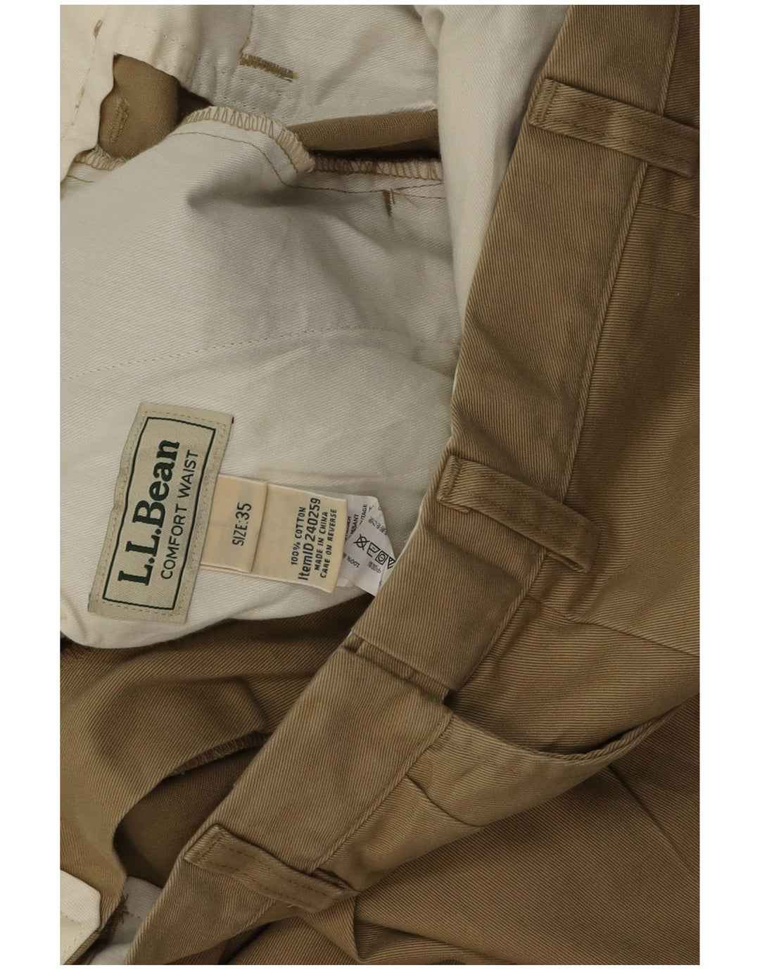 L.L.Bean Ανδρικό σορτς Chino με καρφίτσες W35 μεγάλο βαμβακερό χακί