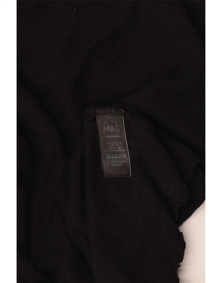 Marks & Spencer Γυναικείο τοπ μακρυμάνικο UK 14 μεσαίο μαύρο βαμβακερό