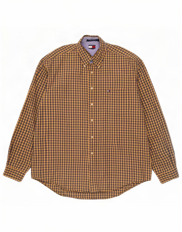 Ανδρικό πουκάμισο Tommy Hilfiger XL Κίτρινο βαμβακερό Gingham