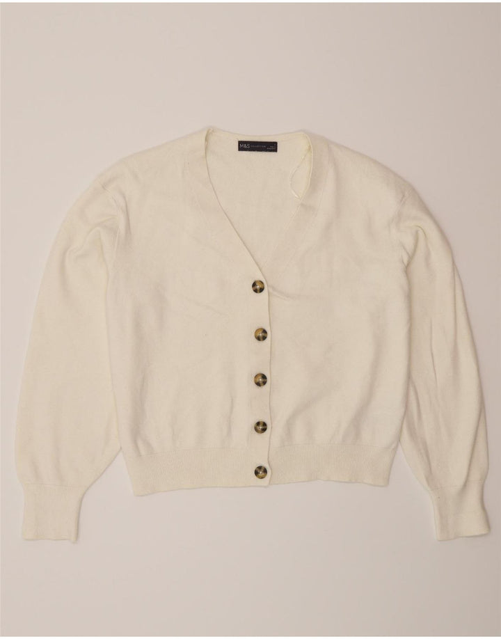 Marks & Spencer Γυναικεία ζακέτα πουλόβερ UK 14 Medium Off White Viscose
