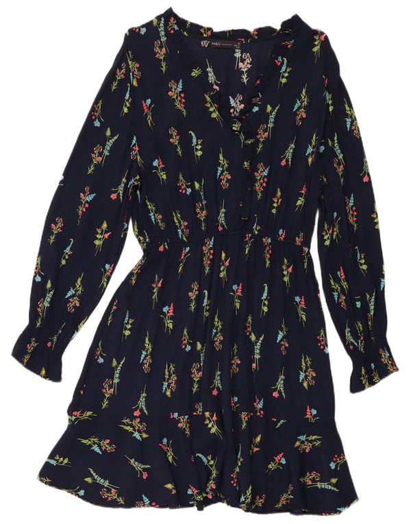 Marks & Spencer Γυναικείο μακρυμάνικο φόρεμα A-Line UK 10 Small Navy Blue