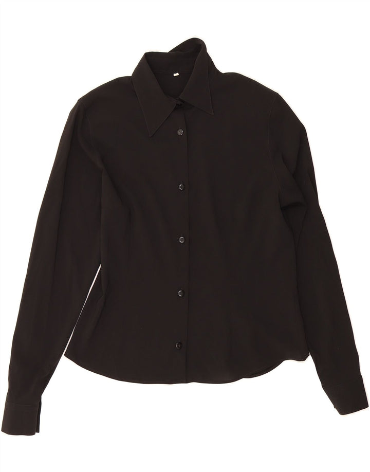 VINTAGE Womens Shirt UK 14 Medium Black Polyester Vintage Vintage and Second-Hand Vintage from Messina Hembry 