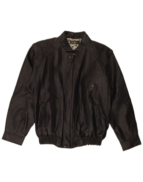 VINTAGE Ανδρικό Δερμάτινο Μπουφάν UK 42 XL Μαύρο