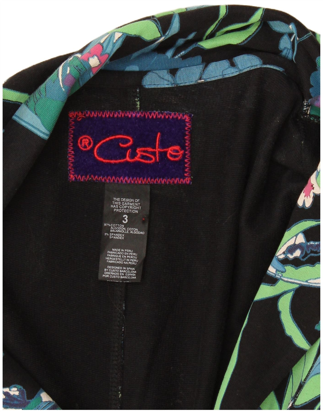 Custo Barcelona Γυναικείο τζάκετ με 2 κουμπιά blazer μέγεθος 3 XS Μαύρο φλοράλ βαμβακερό