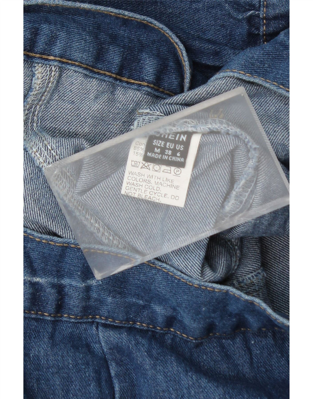 SHEIN Γυναικείο κοντό μανίκι τζιν ζακέτα τοπ UK 12 μεσαίο μπλε βαμβακερό