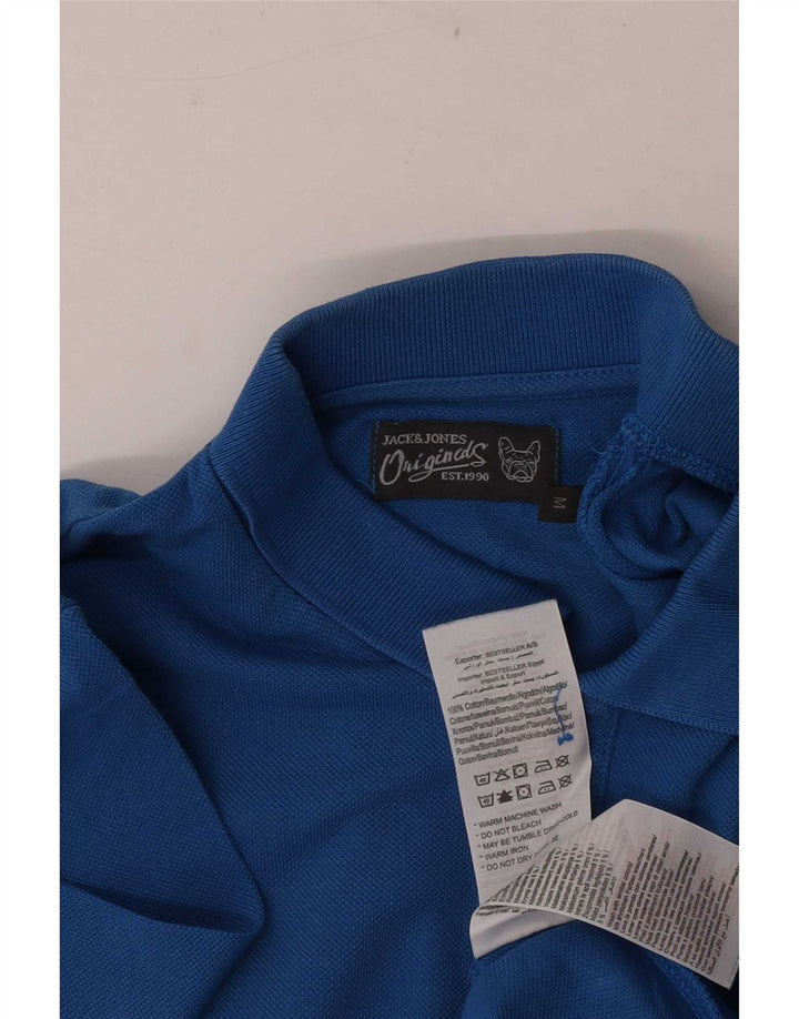 Ανδρικό μπλουζάκι πόλο Jack & Jones από μεσαίο μπλε βαμβακερό