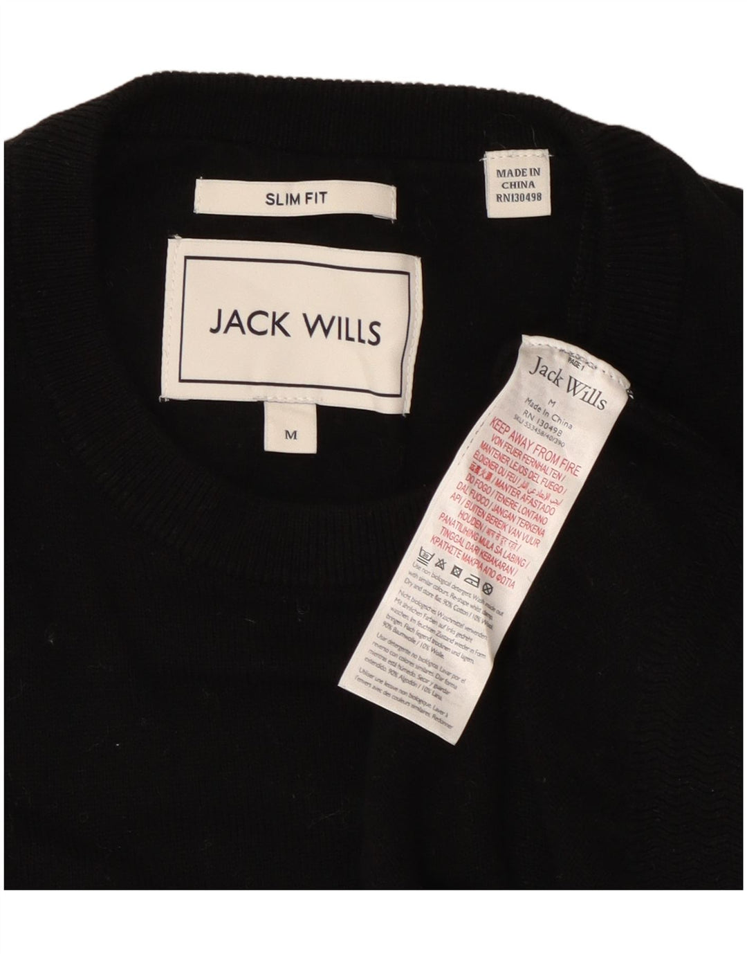 Ανδρικό πουλόβερ Jack Wills Slim Fit Crew Neck Jumper Μεσαίο μαύρο βαμβακερό