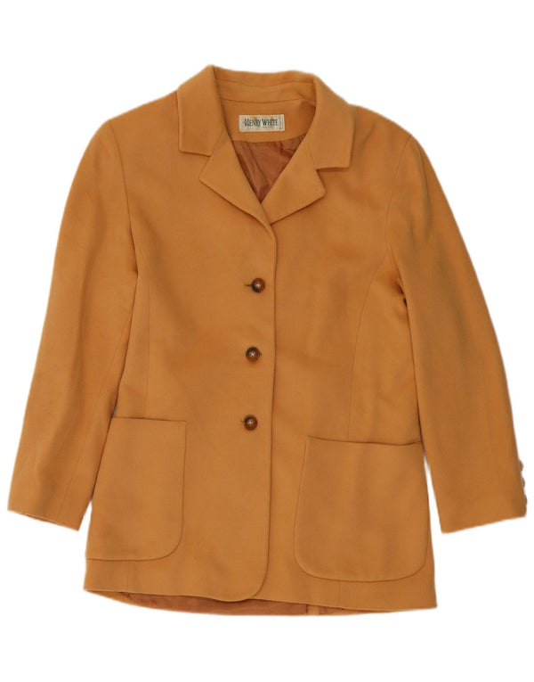 HENRY WHITE Γυναικείο σακάκι σακάκι με 3 κουμπιά UK 14 μεγάλο μπεζ μαλλί