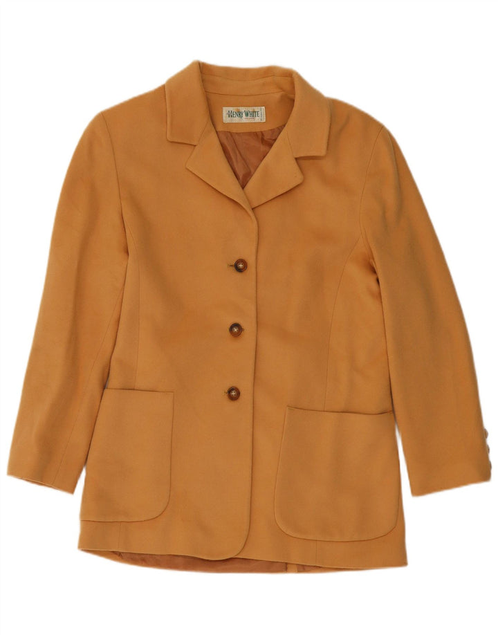 HENRY WHITE Γυναικείο σακάκι σακάκι με 3 κουμπιά UK 14 μεγάλο μπεζ μαλλί