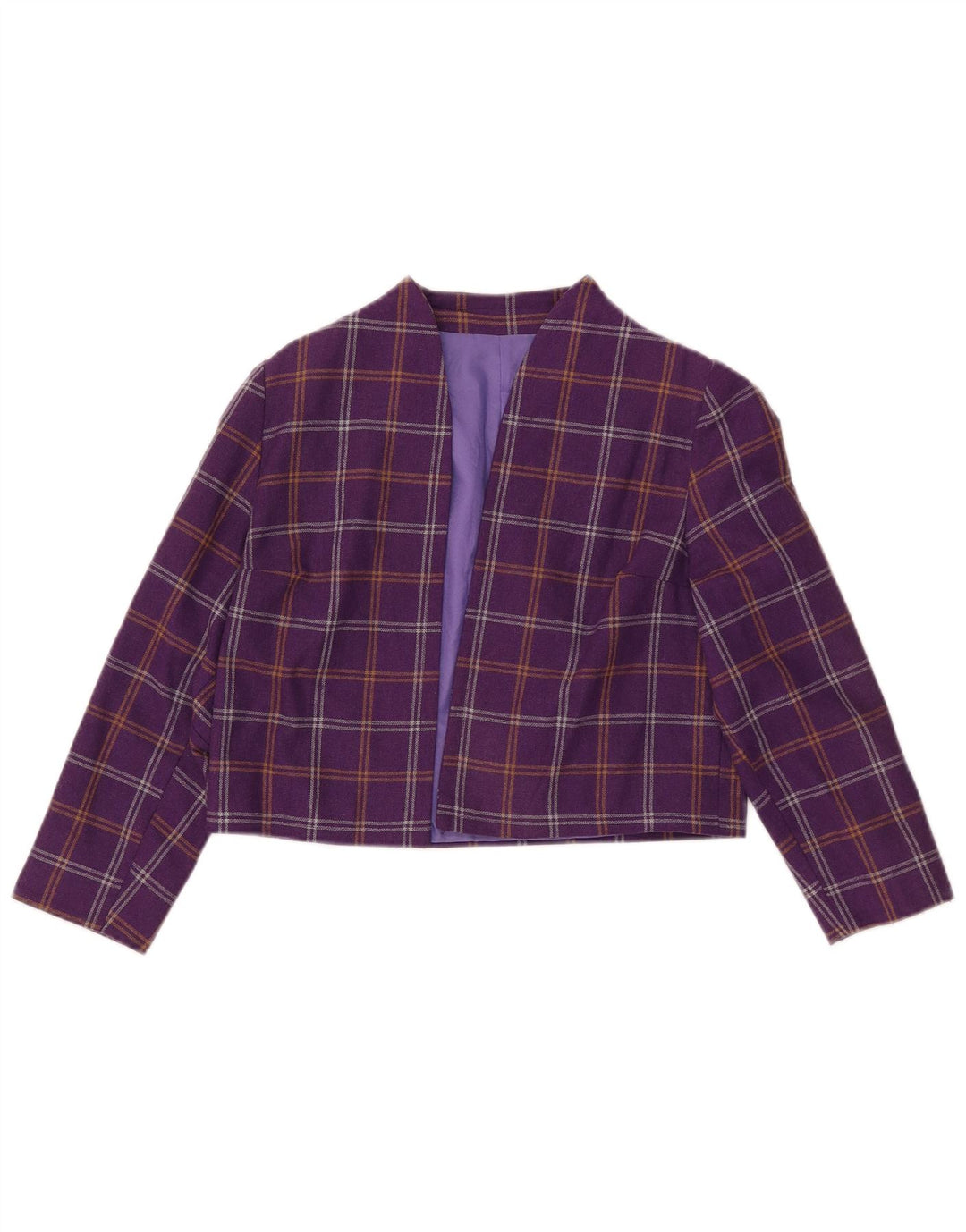 VINTAGE Γυναικείο μπουφάν Bolero UK 10 Small Purple Check