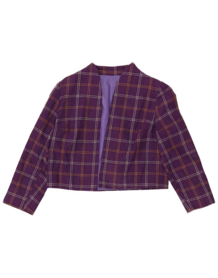 VINTAGE Γυναικείο μπουφάν Bolero UK 10 Small Purple Check