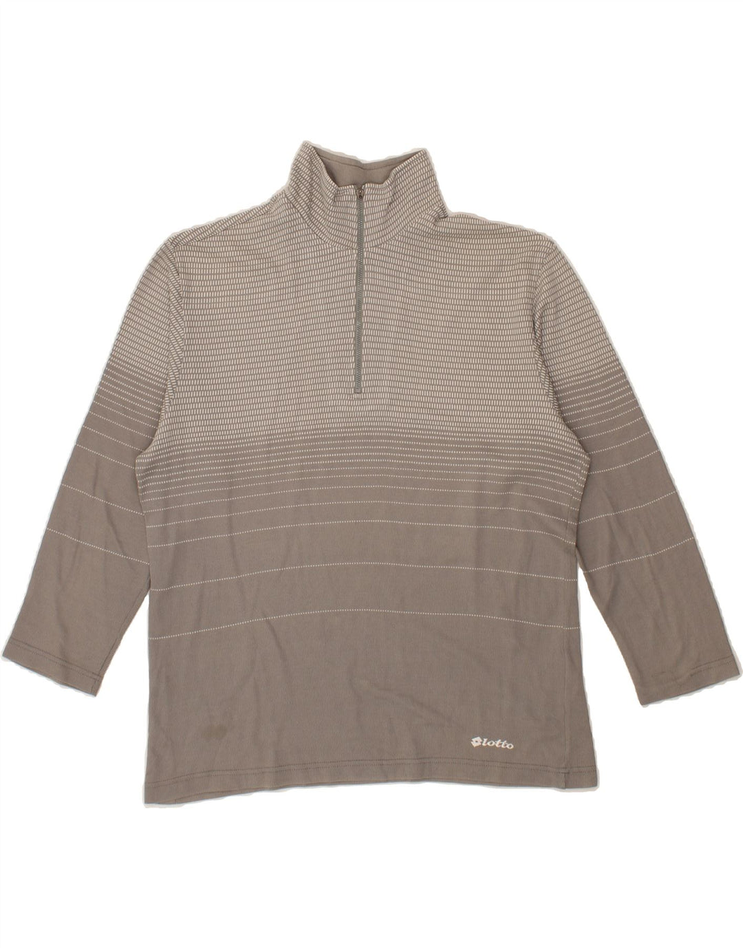 LOTTO Mens Zip Neck Top Long Sleeve Large Grey Striped Vintage Lotto and Second-Hand Lotto from Messina Hembry 