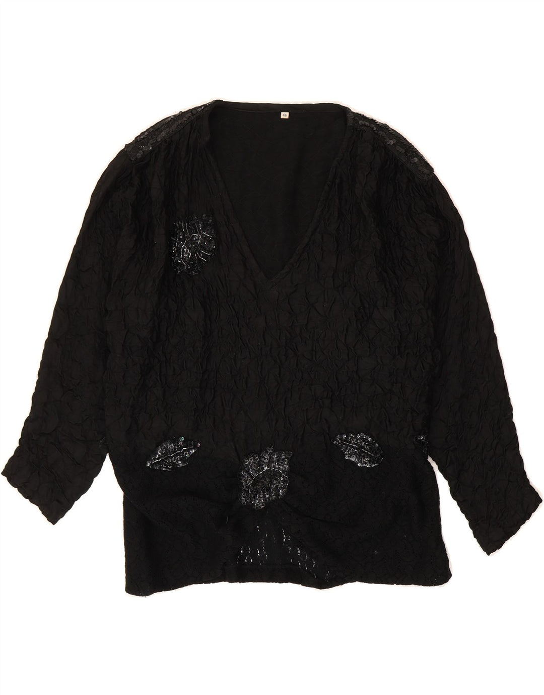 VINTAGE Womens Long Sleeve Blouse Top IT 46 Large Black Vintage Vintage and Second-Hand Vintage from Messina Hembry 