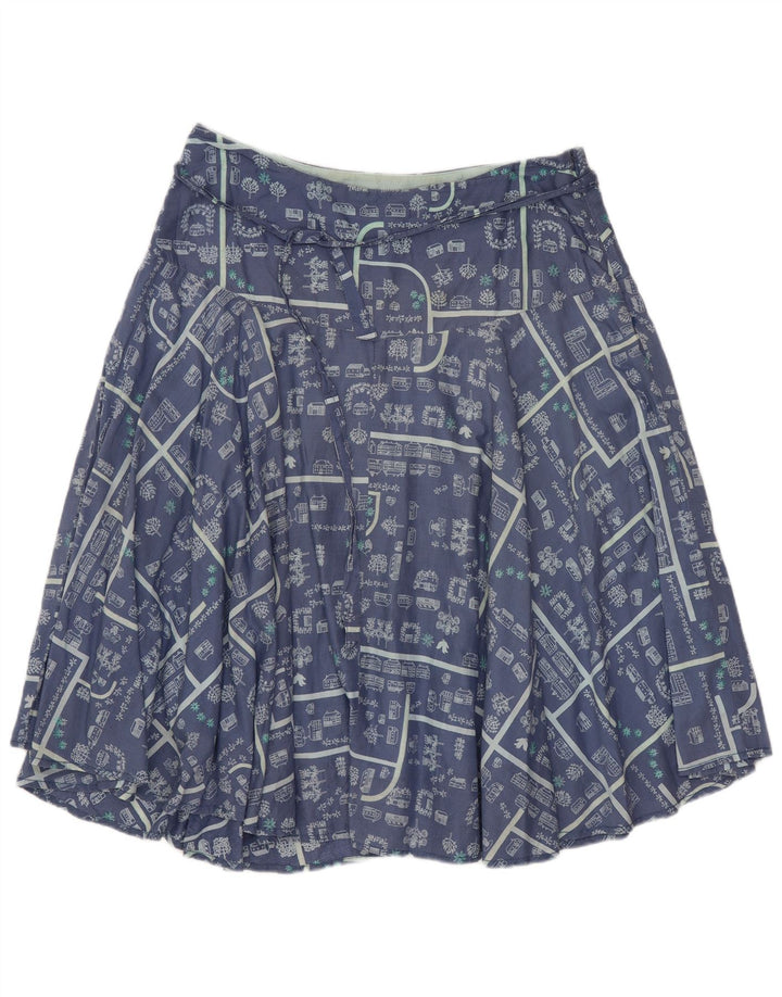 White Stuff Γυναικεία γραφική φούστα A-Line UK 12 Medium W30 Μπλε βαμβακερή