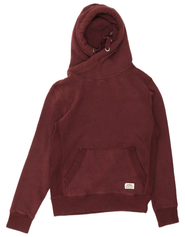 Superdry γυναικείο φούτερ με κουκούλα UK 12 μεσαίο βαμβακερό μπορντό