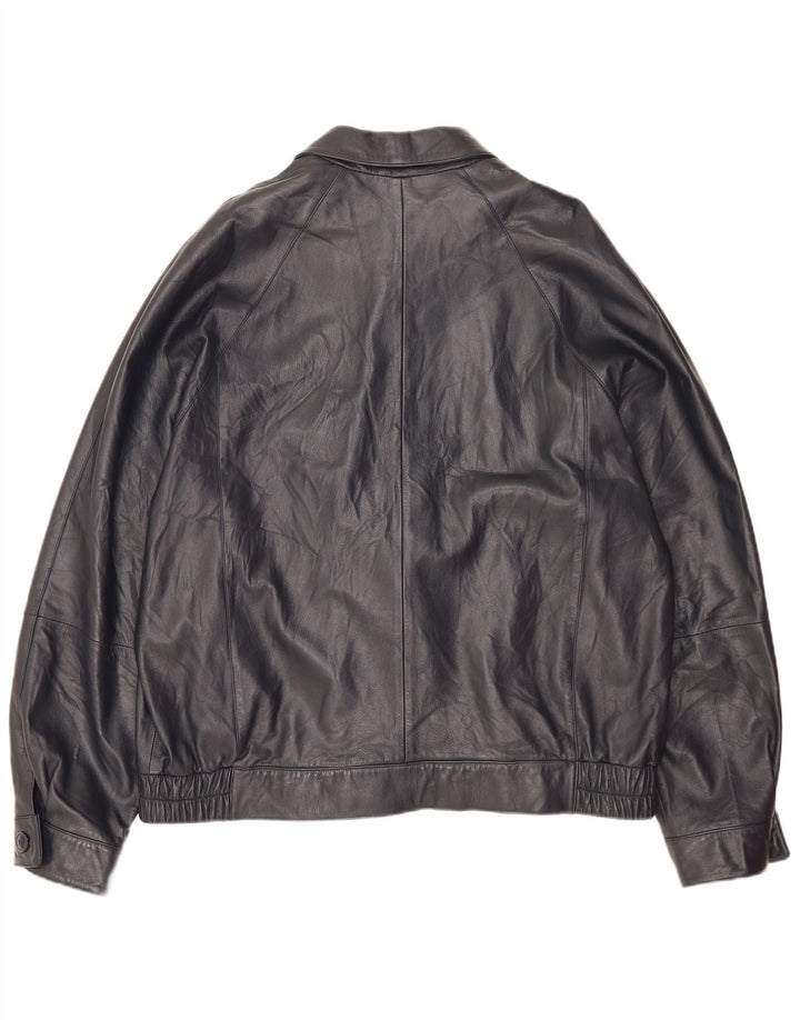 Vintage Ανδρικό Bomber Δερμάτινο Μπουφάν IT 56 3XL Μαύρο Δερμάτινο