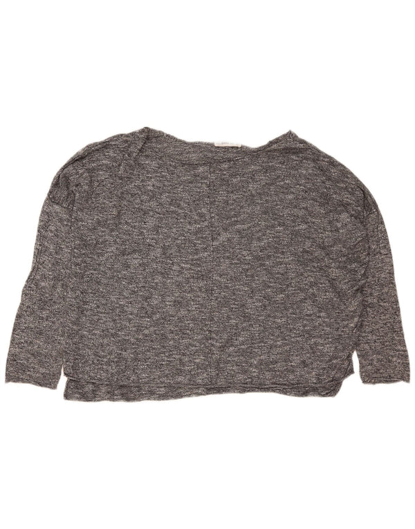 Zara Womens Boat Neck Jumper Sweater UK 14 Medium Grey Flecked Cotton