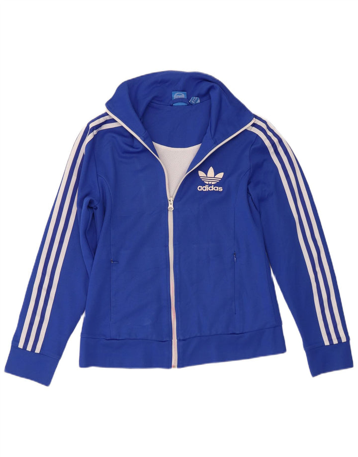 Γυναικεία αθλητική φόρμα Adidas Top Jacket UK 12 Medium Blue Cotton