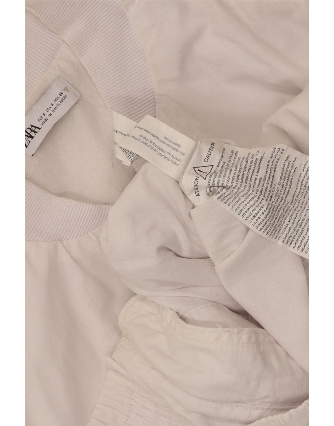 Zara Γυναικείο Oversized Bomber Jacket UK 10 Small White Cotton