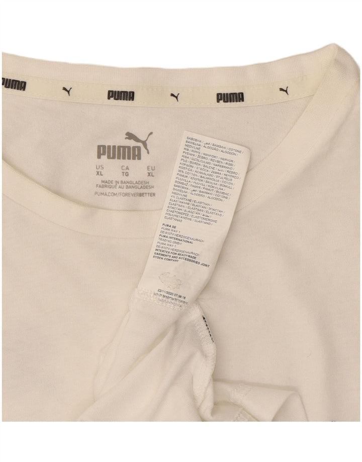 PUMA Mens Graphic Top Long Sleeve XL White Cotton