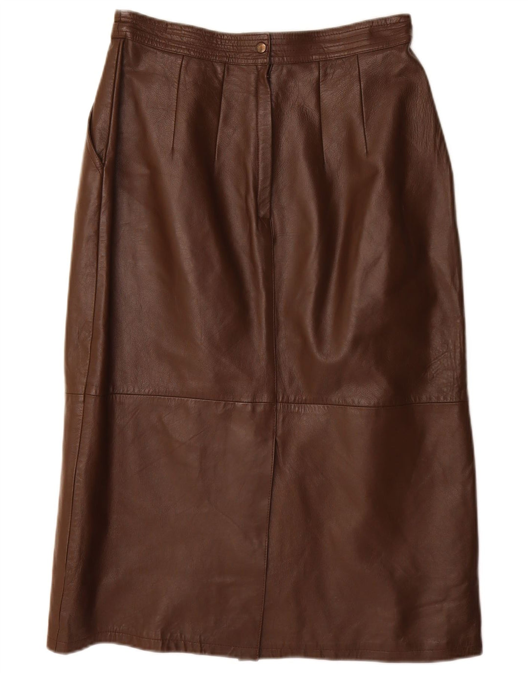 VINTAGE Γυναικεία Pencil Φούστα IT 40 Small W28 Καφέ Δερμάτινο