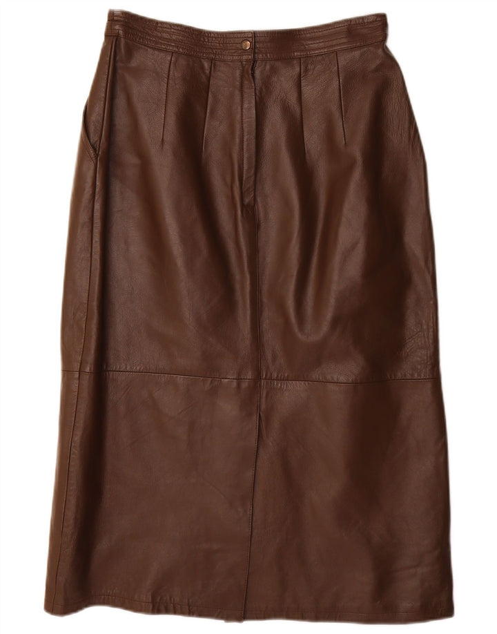 VINTAGE Γυναικεία Pencil Φούστα IT 40 Small W28 Καφέ Δερμάτινο