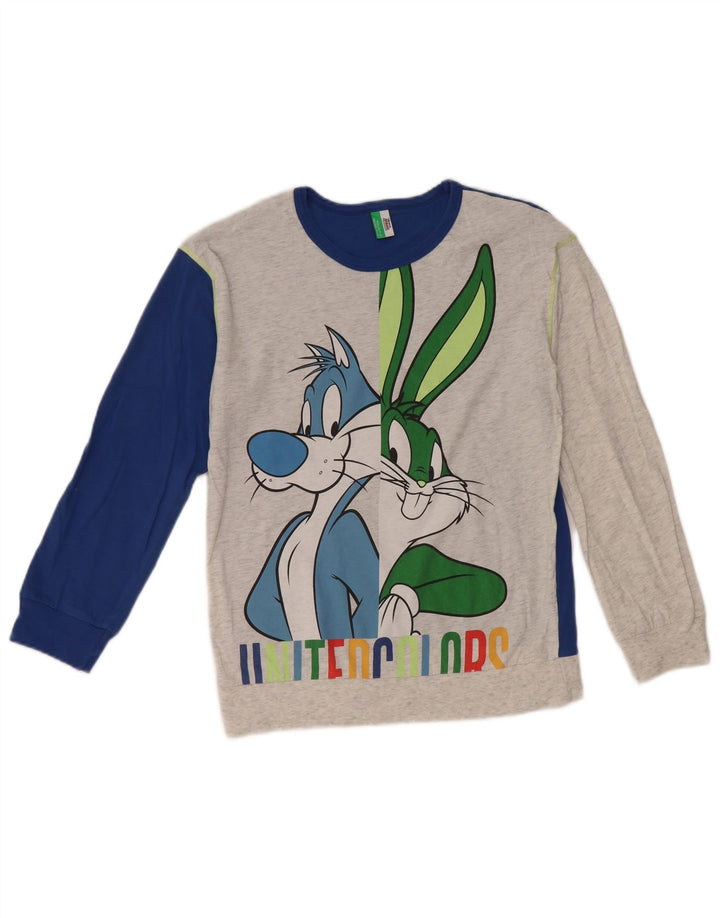 Πουλόβερ BENETTON Boys Looney Tunes Crew Neck Jumper 10-11 Years XL Grey
