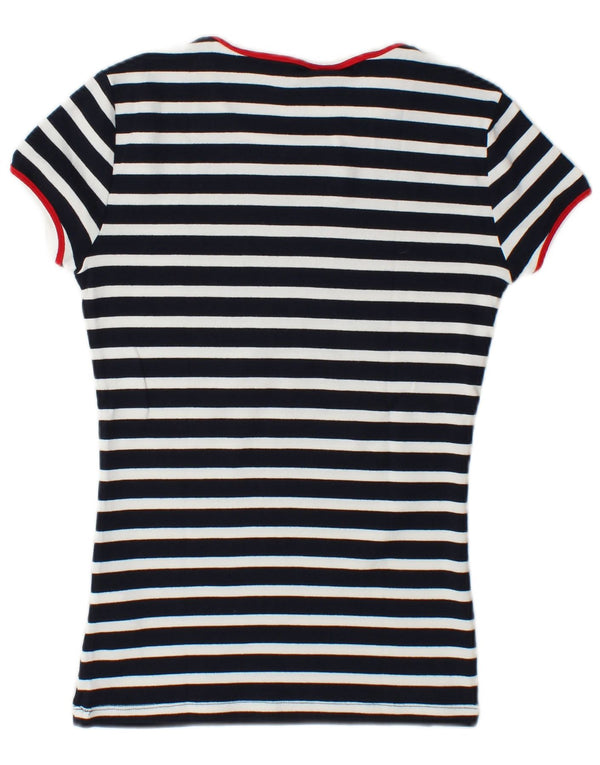 Γυναικείο γραφικό μπλουζάκι Tommy Hilfiger Top 10 Small Navy Blue Pinstripe