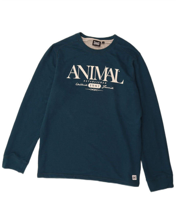 Ανδρικό γραφικό φούτερ Animal, μεσαίο μπλε βαμβακερό