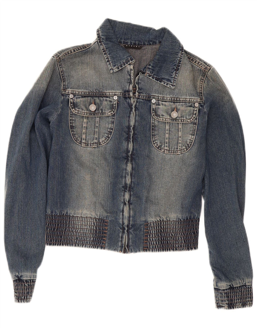 Sisley Γυναικείο Τζιν Μπουφάν UK 10 Small Blue Cotton