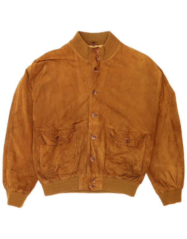 Vintage Ανδρικό Suede Bomber Jacket IT 56 2XL Beige Leather