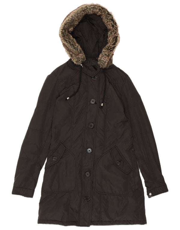 REFRIGUE Γυναικείο μπουφάν Parka με κουκούλα UK 10 Small Black Polyester