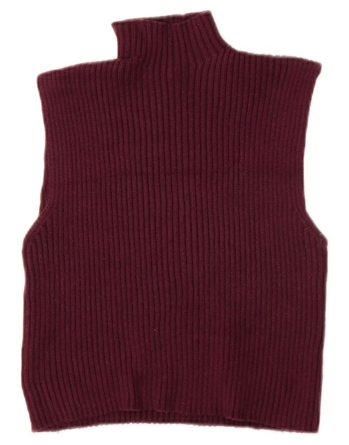 ZARA Γυναικείο Crop Vest Tank Top UK 12 Medium Burgundy Viscose