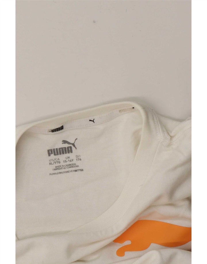 Puma Boys Graphic T-Shirt Top 15-16 Years Λευκό