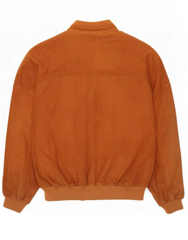 Vintage Ανδρικό Suede Bomber Jacket IT 56 3XL Καφέ Δερμάτινο