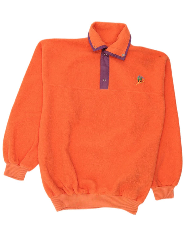 Vintage ανδρικό πόλο με λαιμό Fleece Jumper Medium Orange Sports