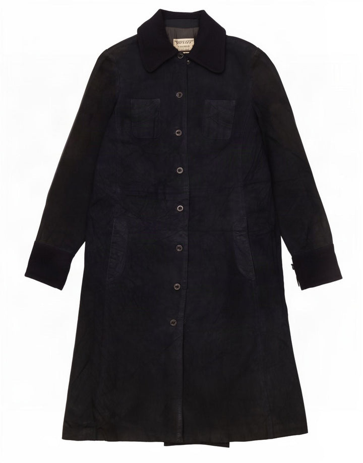 Vintage γυναικείο σουέτ πανωφόρι UK 10 Small Navy Blue