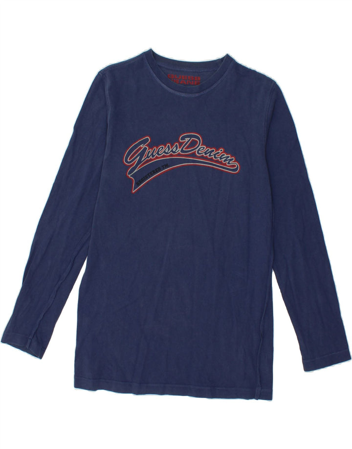 GUESS Boys Graphic Top Long Sleeve 12-13 Years Navy Blue Vintage Guess and Second-Hand Guess from Messina Hembry 