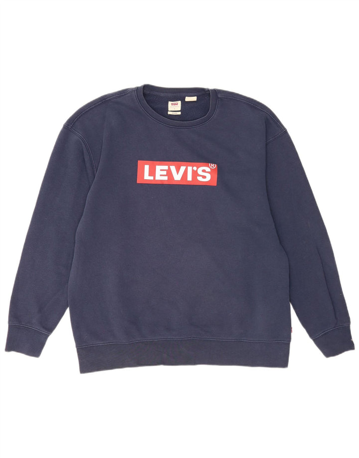 Levi's Ανδρική Χαλαρή Γραφική Φούτερ Jumper Μεγάλο Ναυτικό Μπλε Βαμβακερό